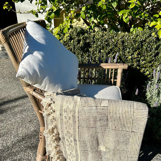 Striped Cotton Throw with tassels