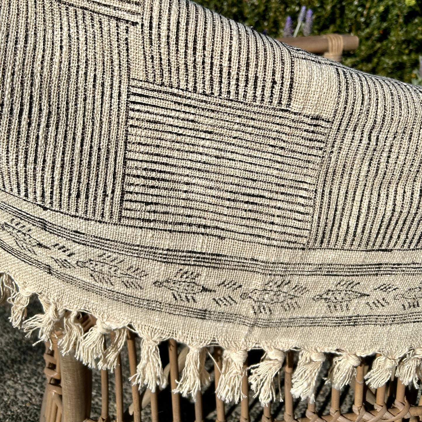 Striped Cotton Throw with tassels