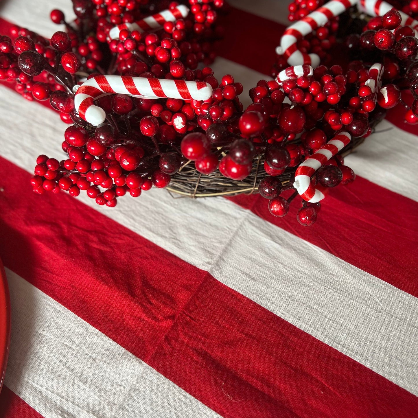 Block printed table cloths Red and white