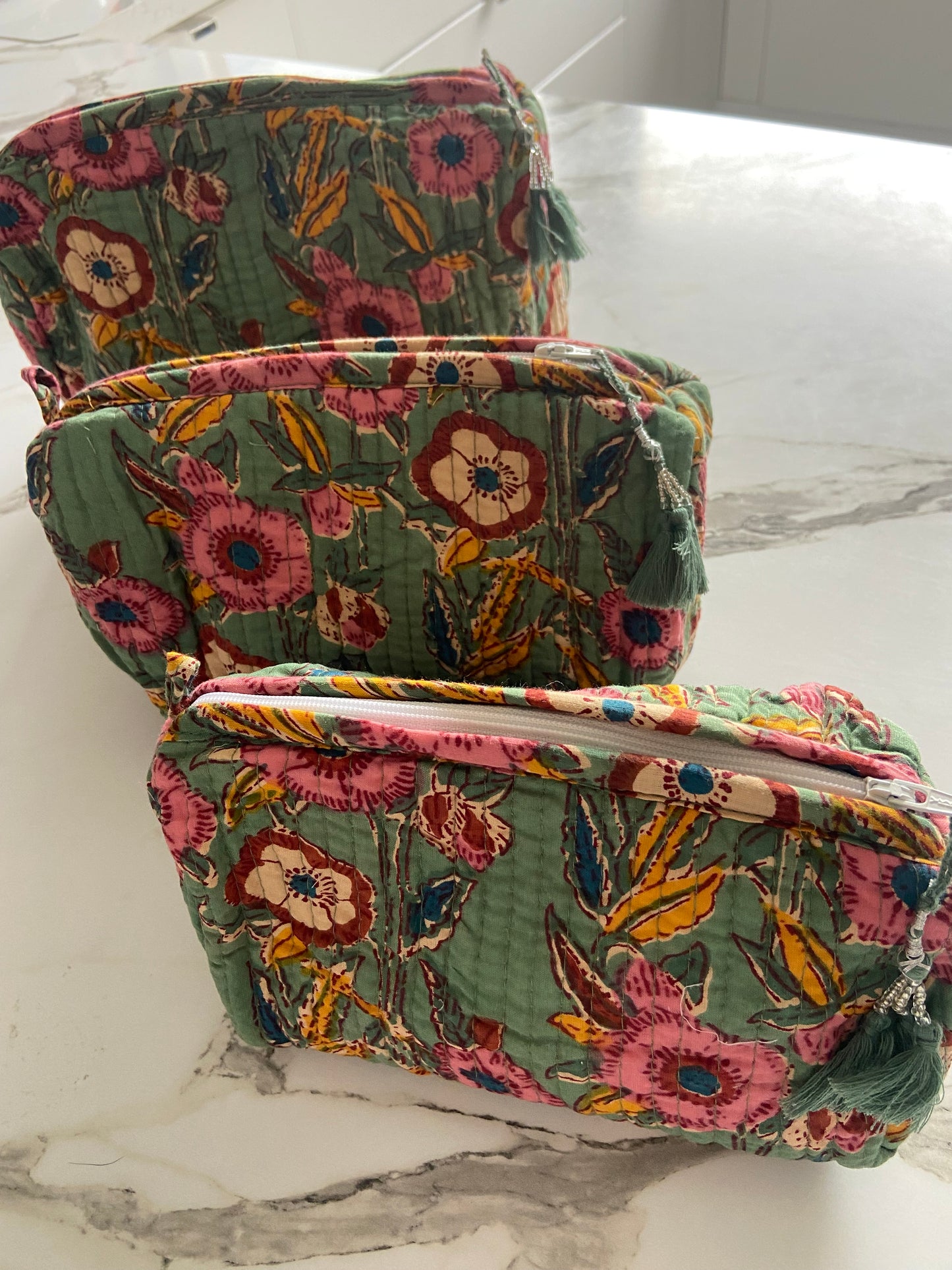 Block printed travel bags ( 3 pack)