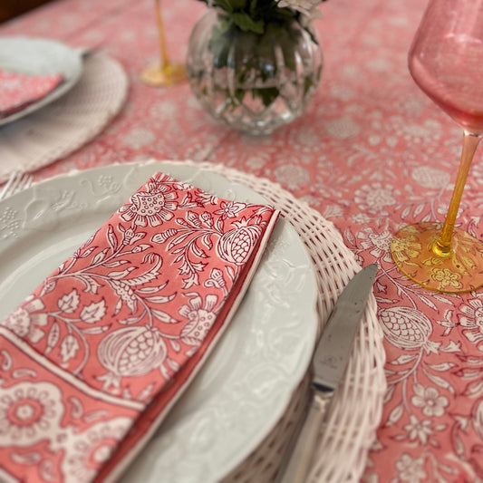 Jaipur Pink Hand Block Printed Cotton Napkin