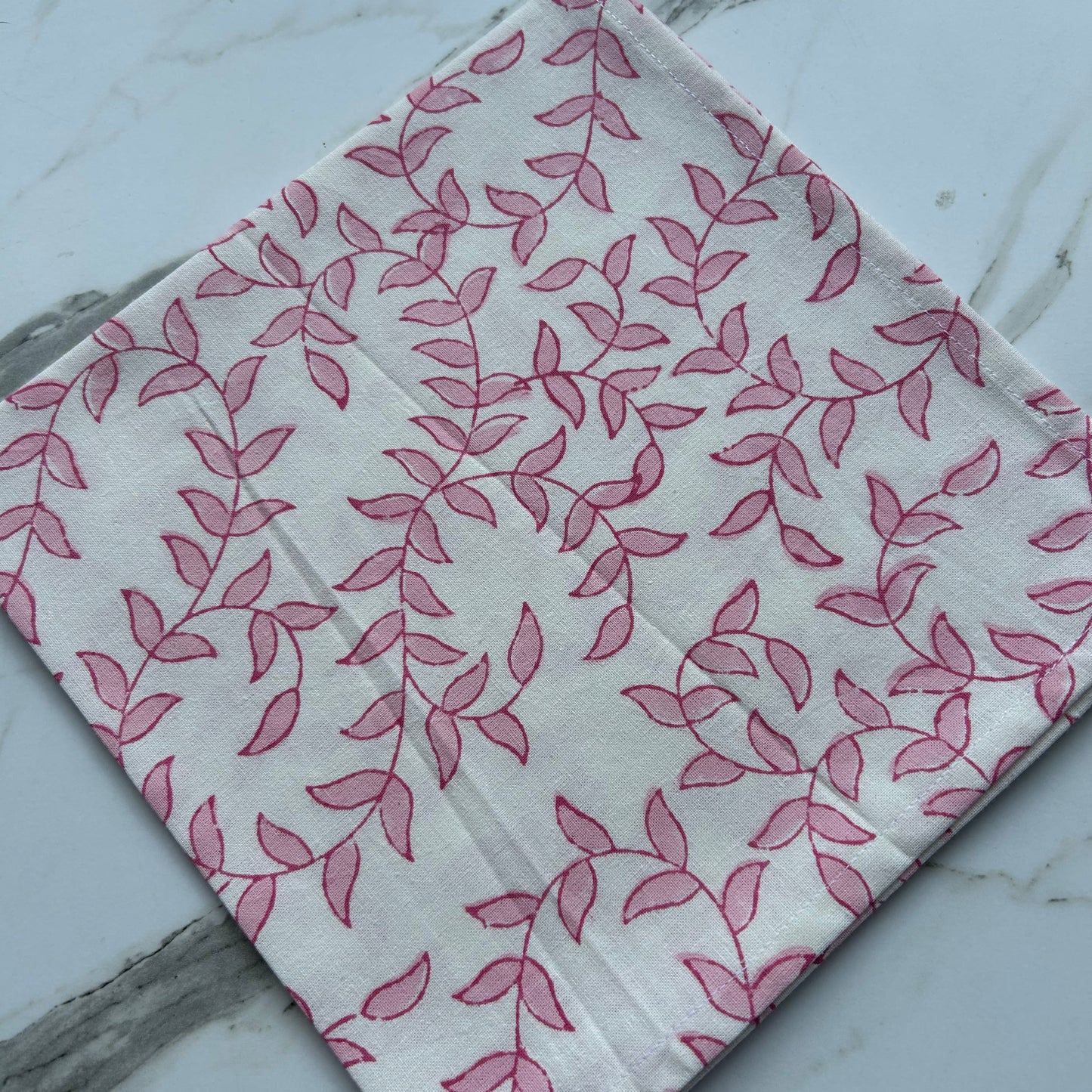 Block Printed Pretty in Pink and White block printed napkins