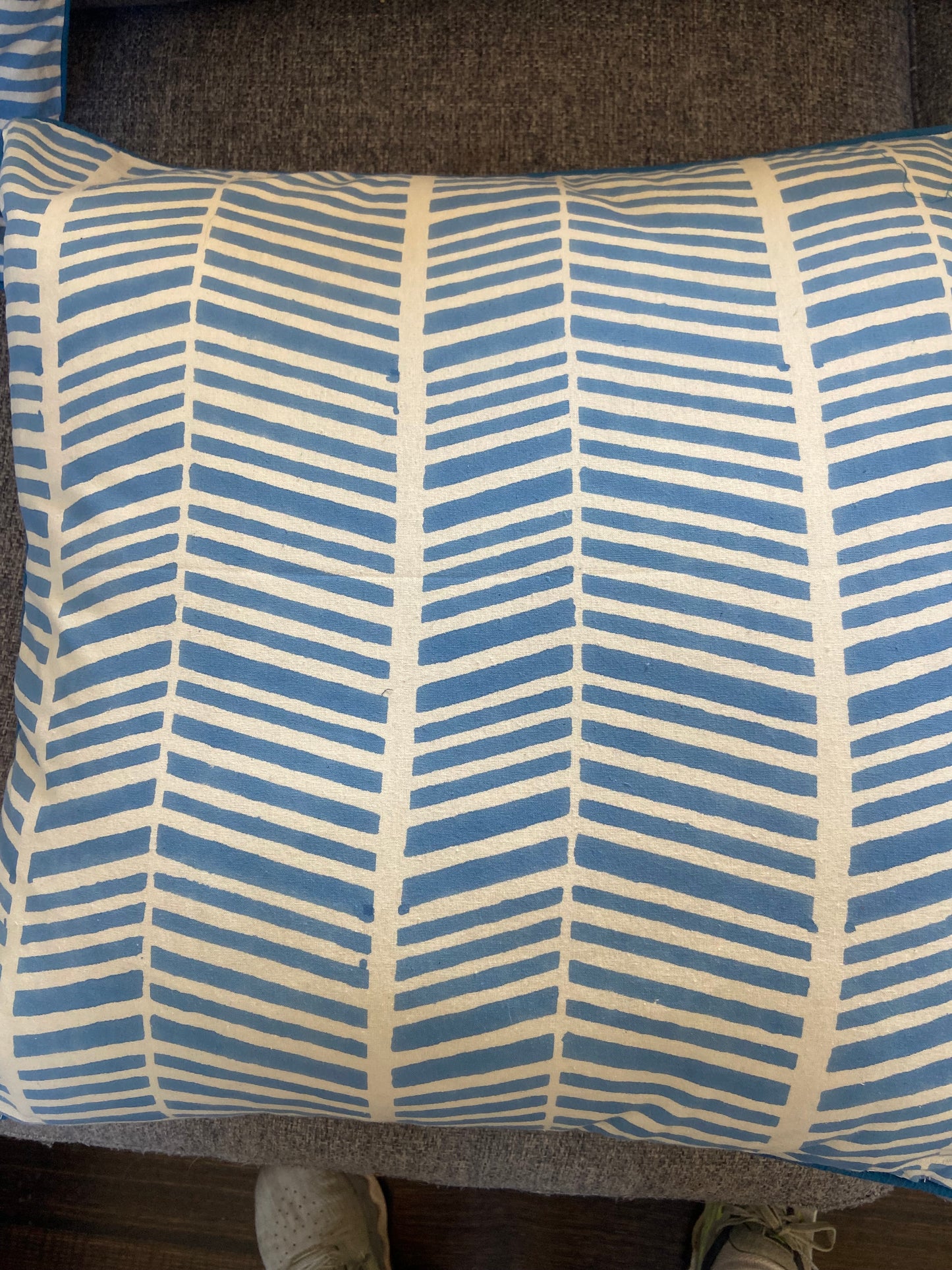 Herringbone Palace Blue Piping Cushions Covers (50X 50cm)