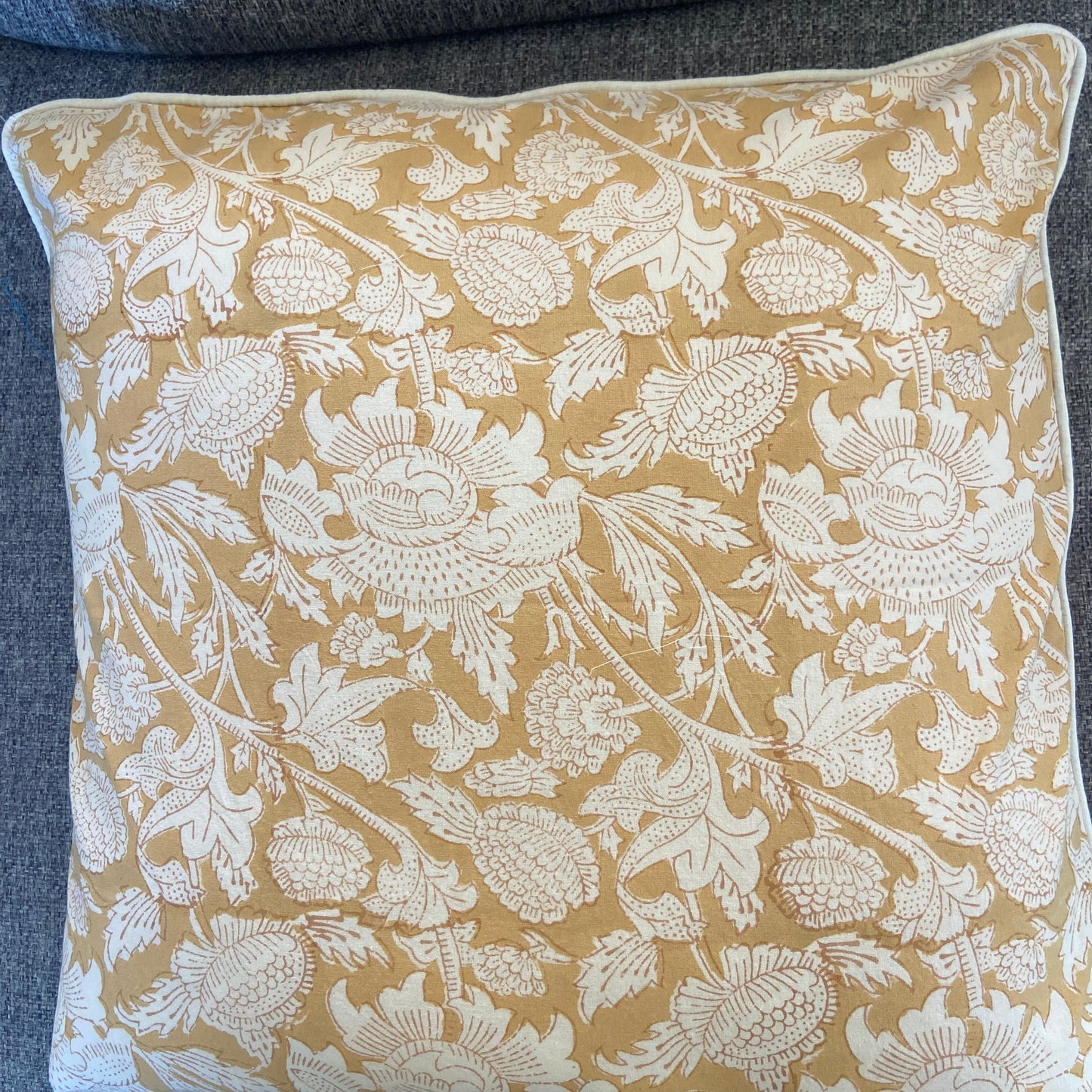 Beige/ Gold Paisley Piping Cushions Covers (50X 50cm)