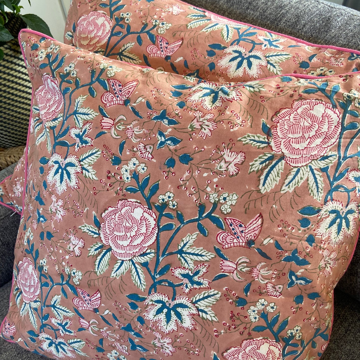 Misty Rose Cotton Cushion Cover with piping (50 X 50cm)