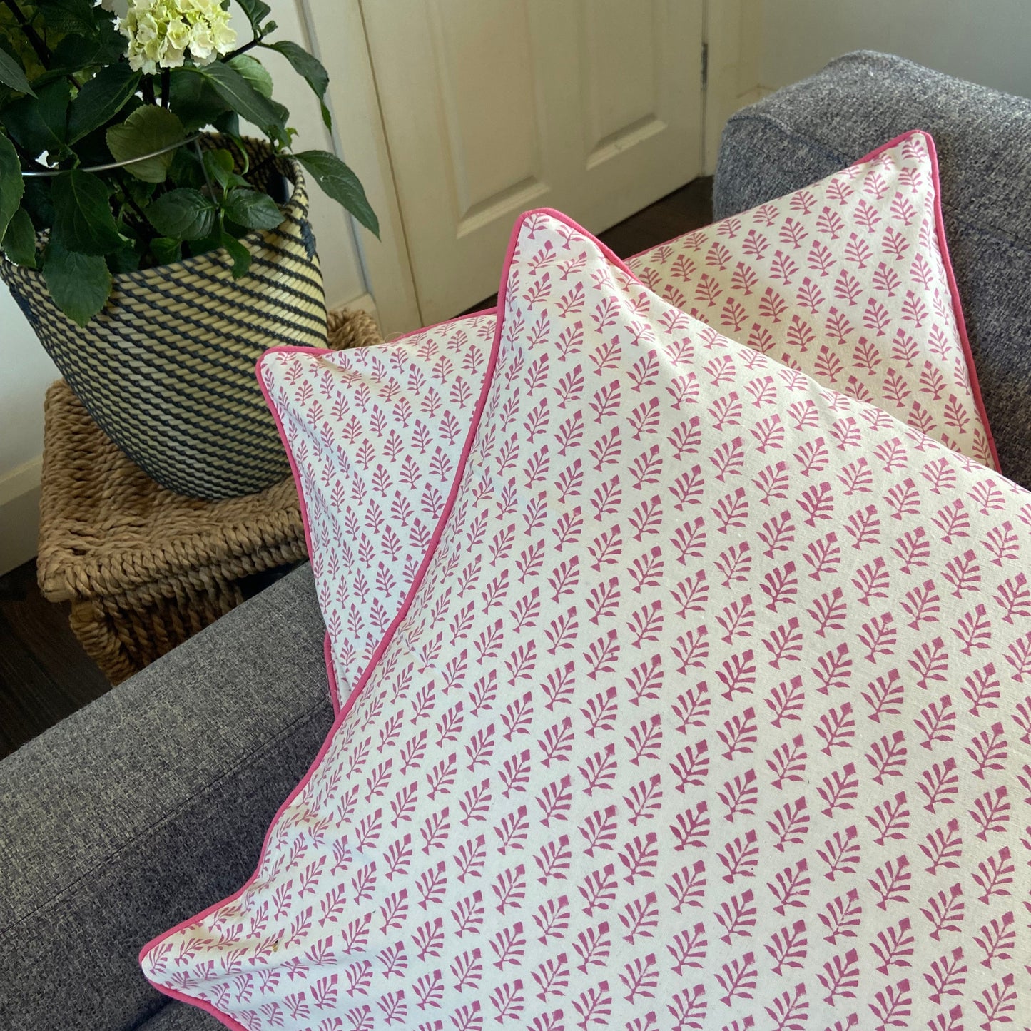 Mini Tree Pink Piping Cushions Covers (50X 50cm)