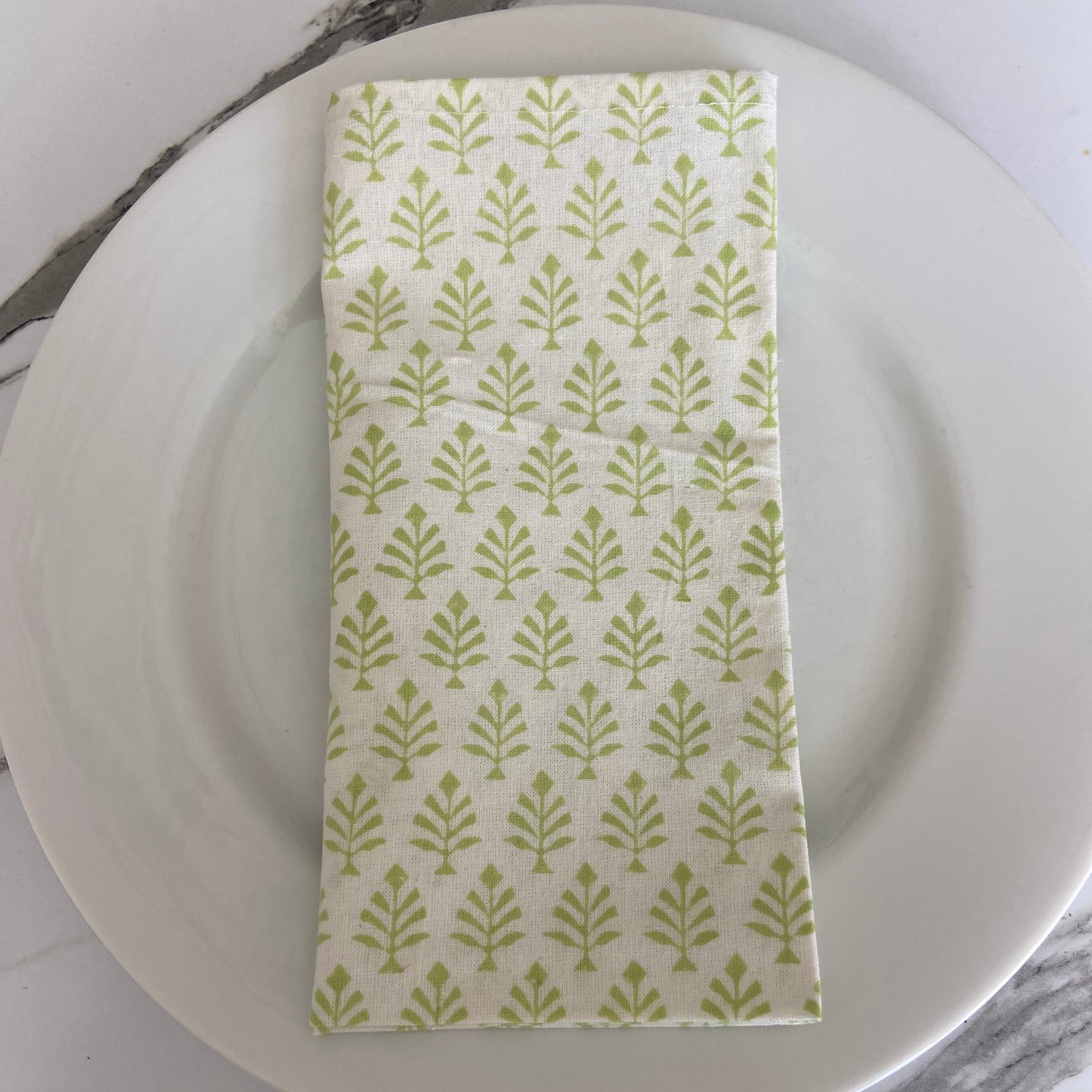 Block Printed Cotton Napkin Mini Tree Green