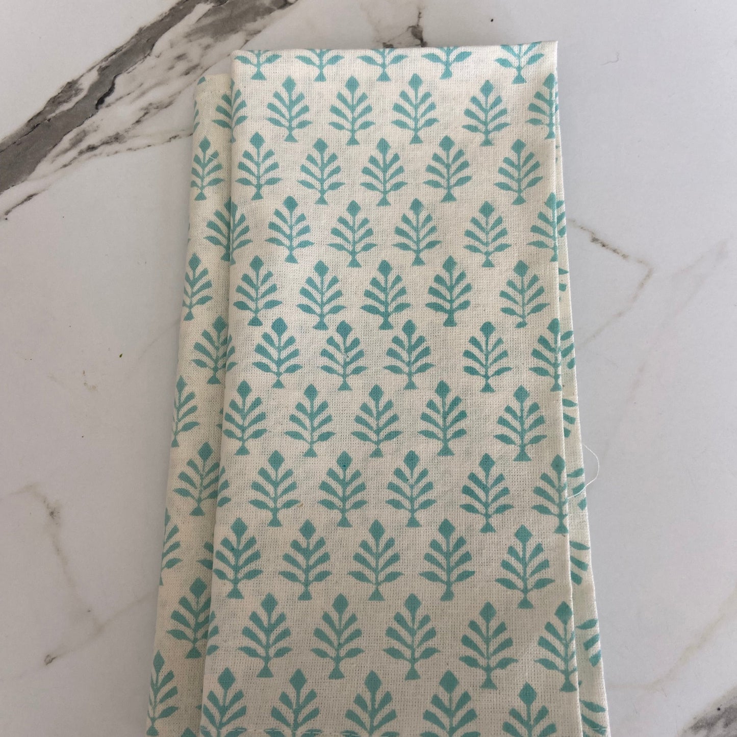 Block Printed Cotton Napkin Mini Tree Aqua