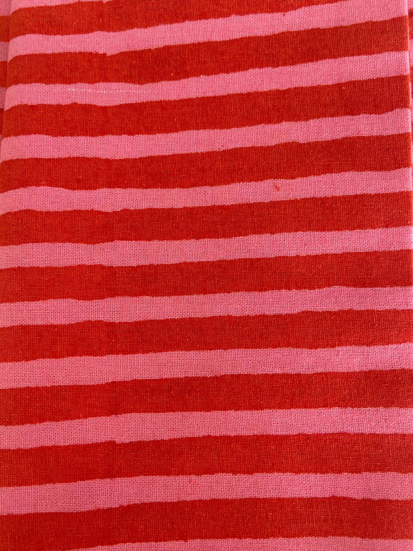 Hand Block Printed Cotton Napkin (pink and red stripe)