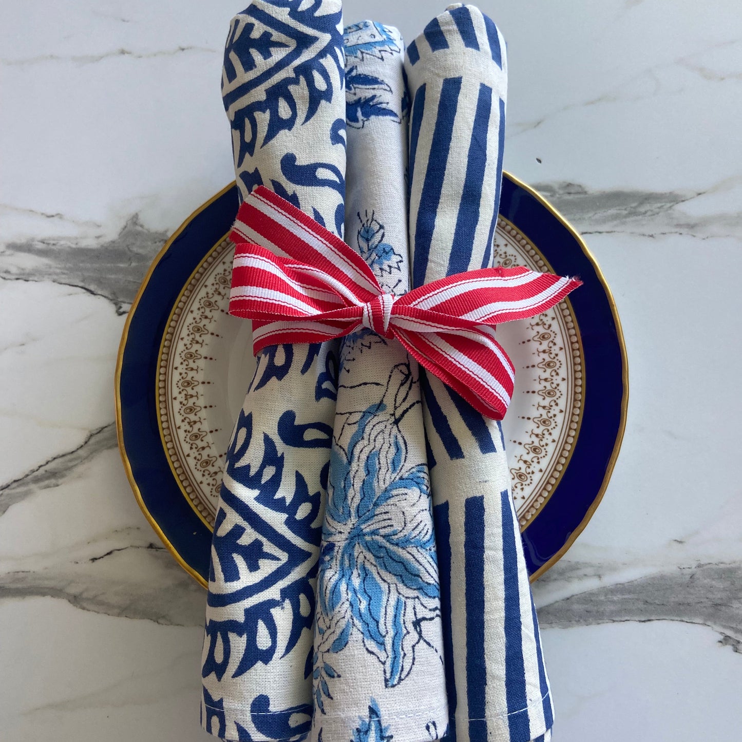 Cotton Tea Towels 3 pack blue