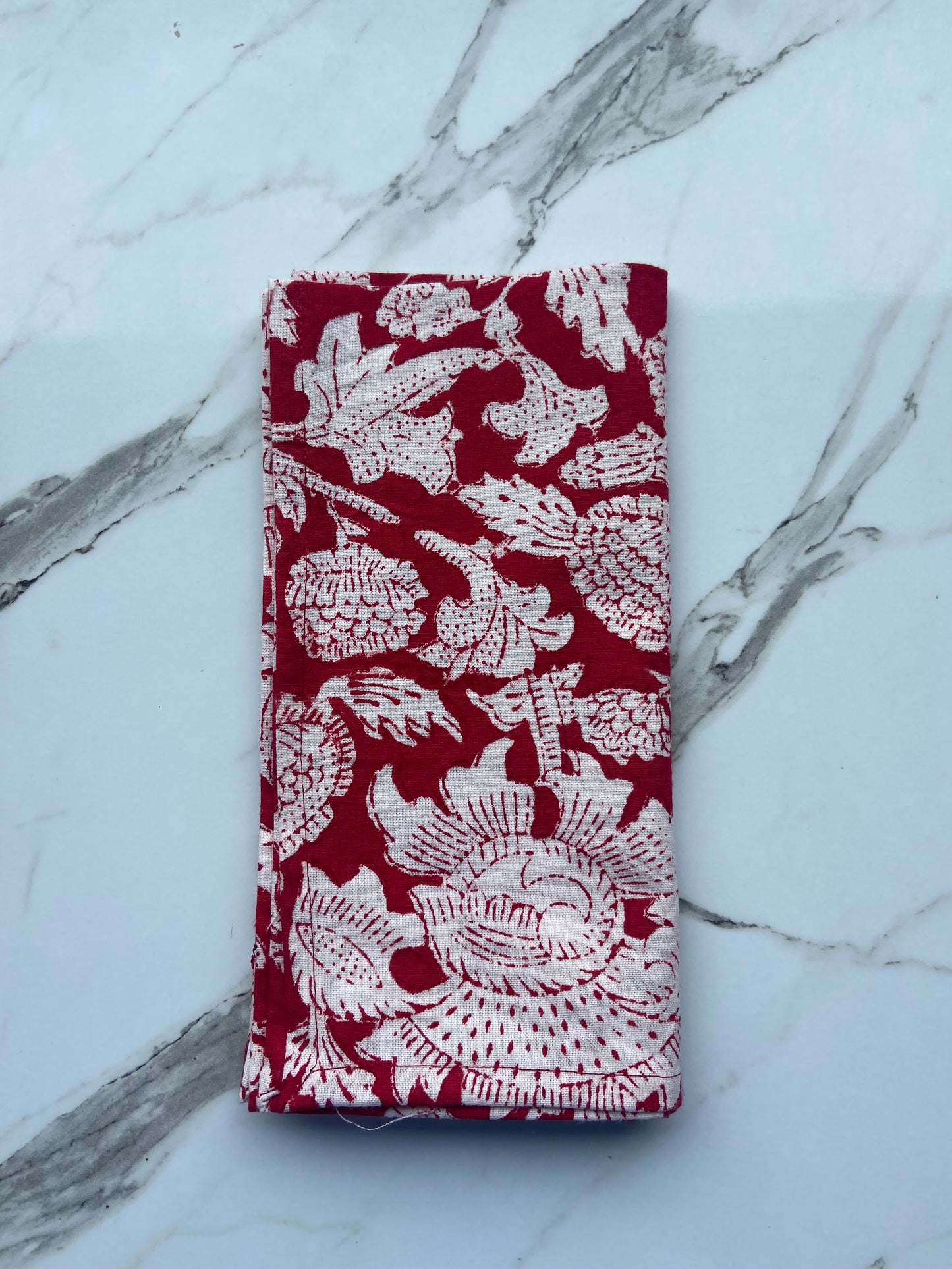 Hand Block Printed Cotton Napkin Amarnath Rococco (red)
