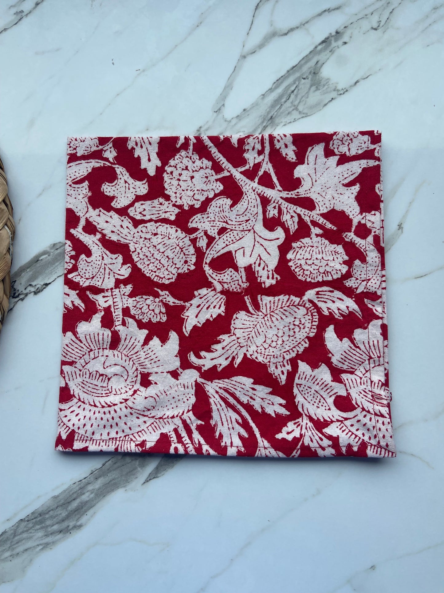 Hand Block Printed Cotton Napkin Amarnath Rococco (red)