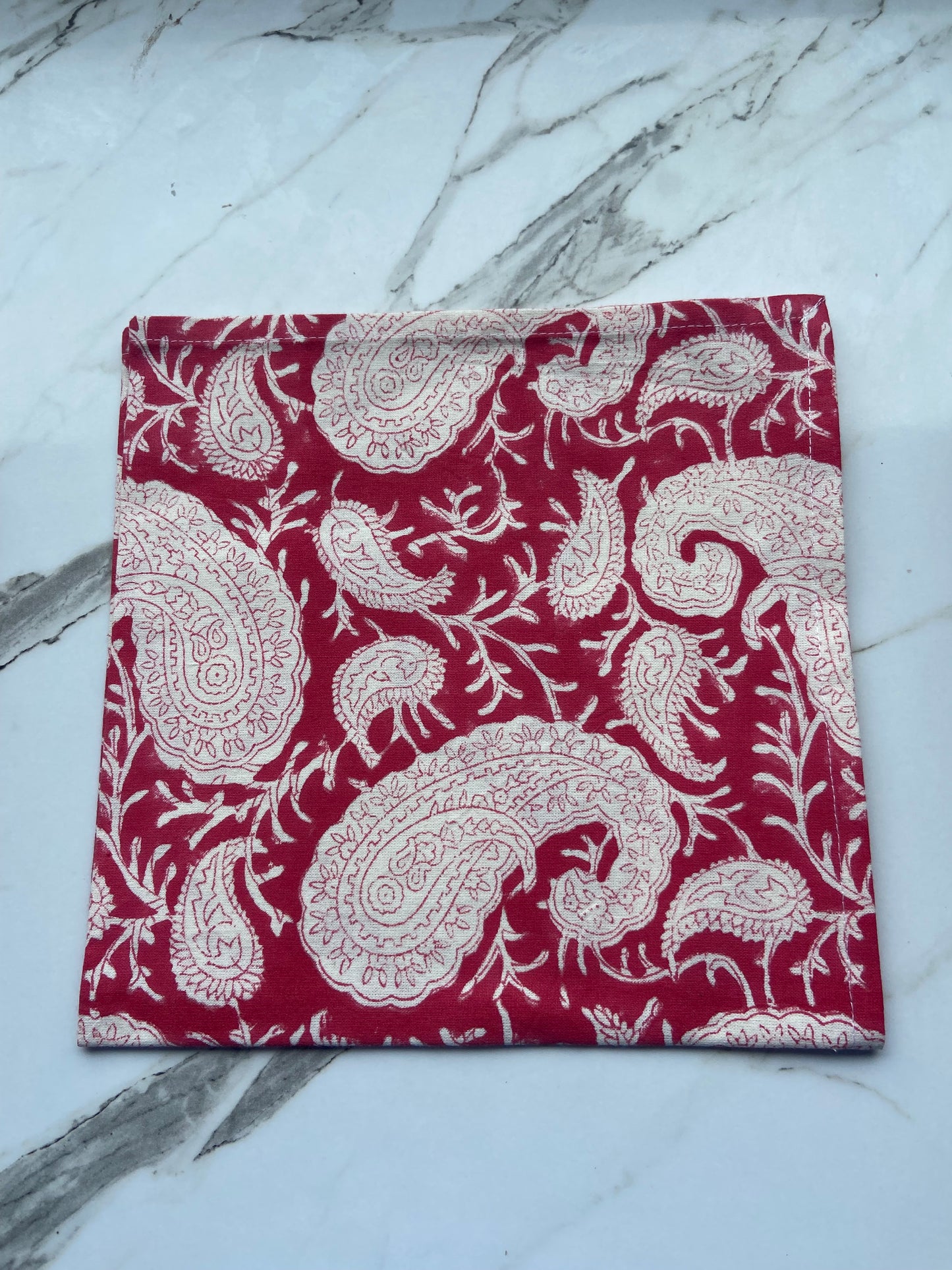 Hand Block Printed Cotton Napkin Ambi Raspberry