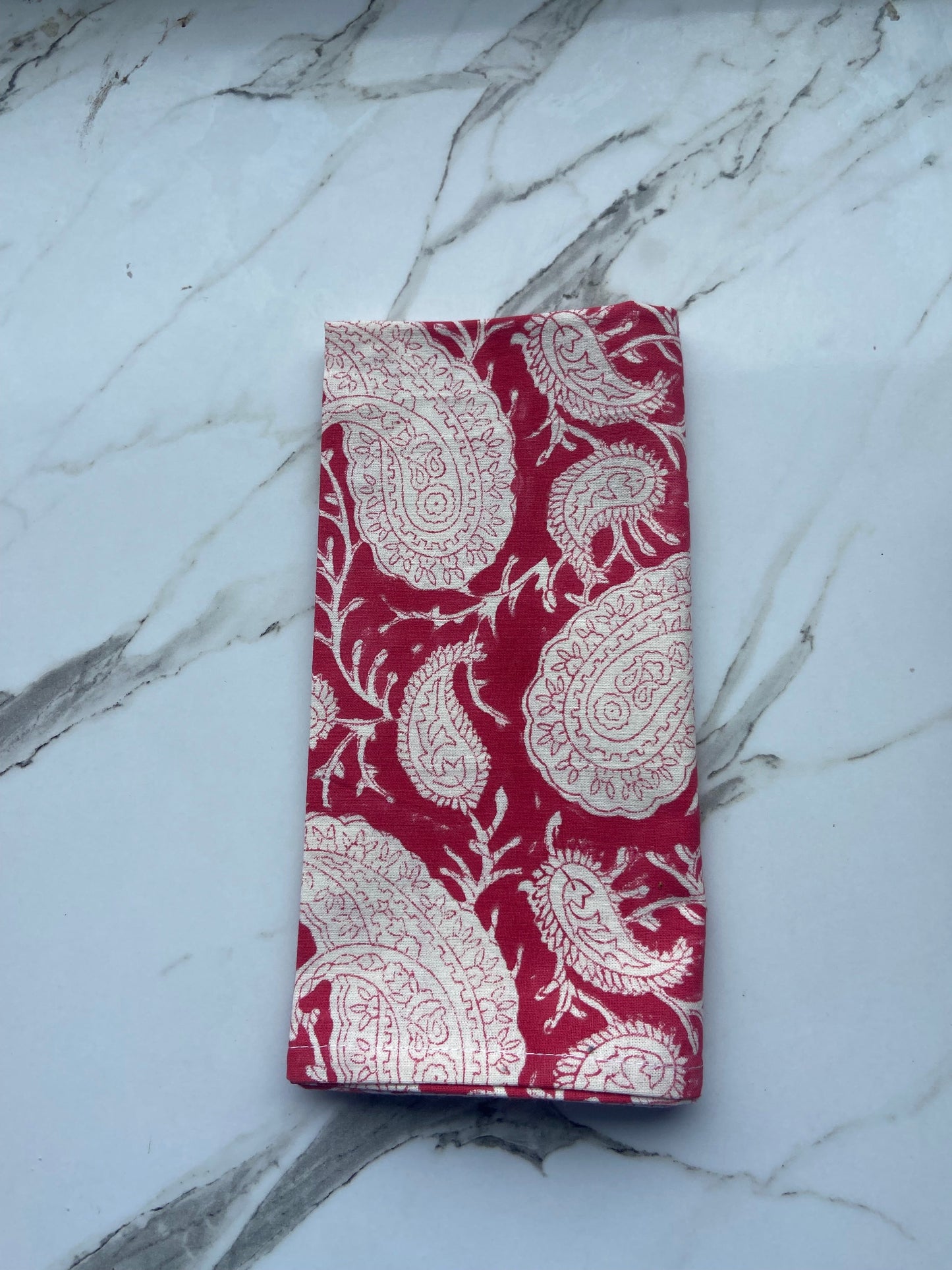 Hand Block Printed Cotton Napkin Ambi Raspberry