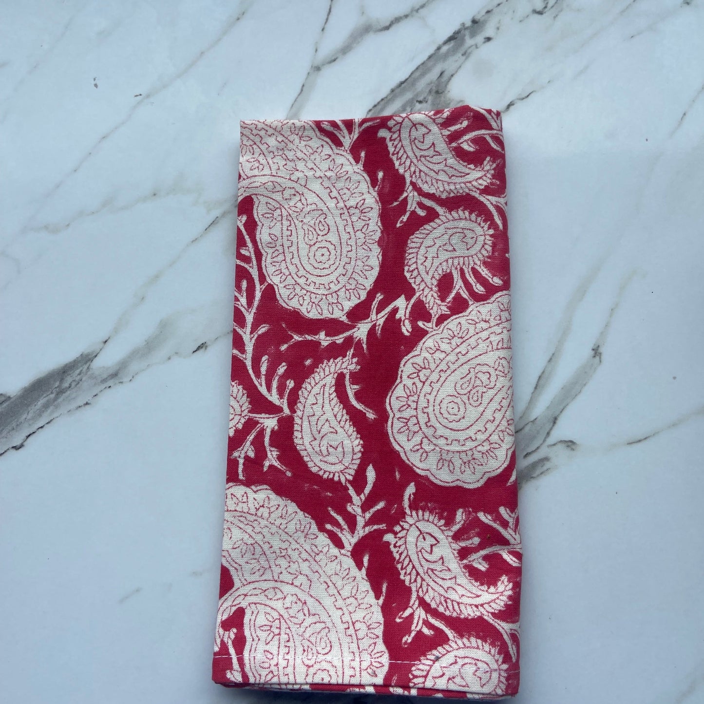 Hand Block Printed Cotton Napkin Ambi Raspberry