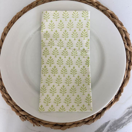 Block Printed Cotton Napkin Mini Tree Green