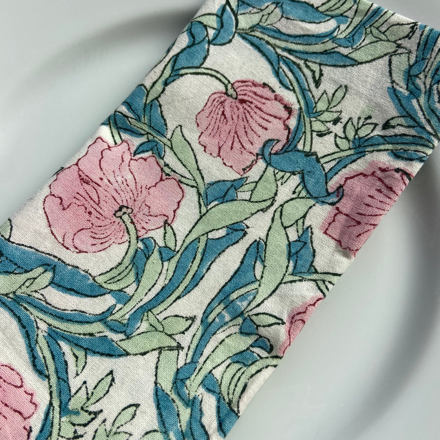 Hand Block Printed Cotton Napkin Bauhaus Pink Flower