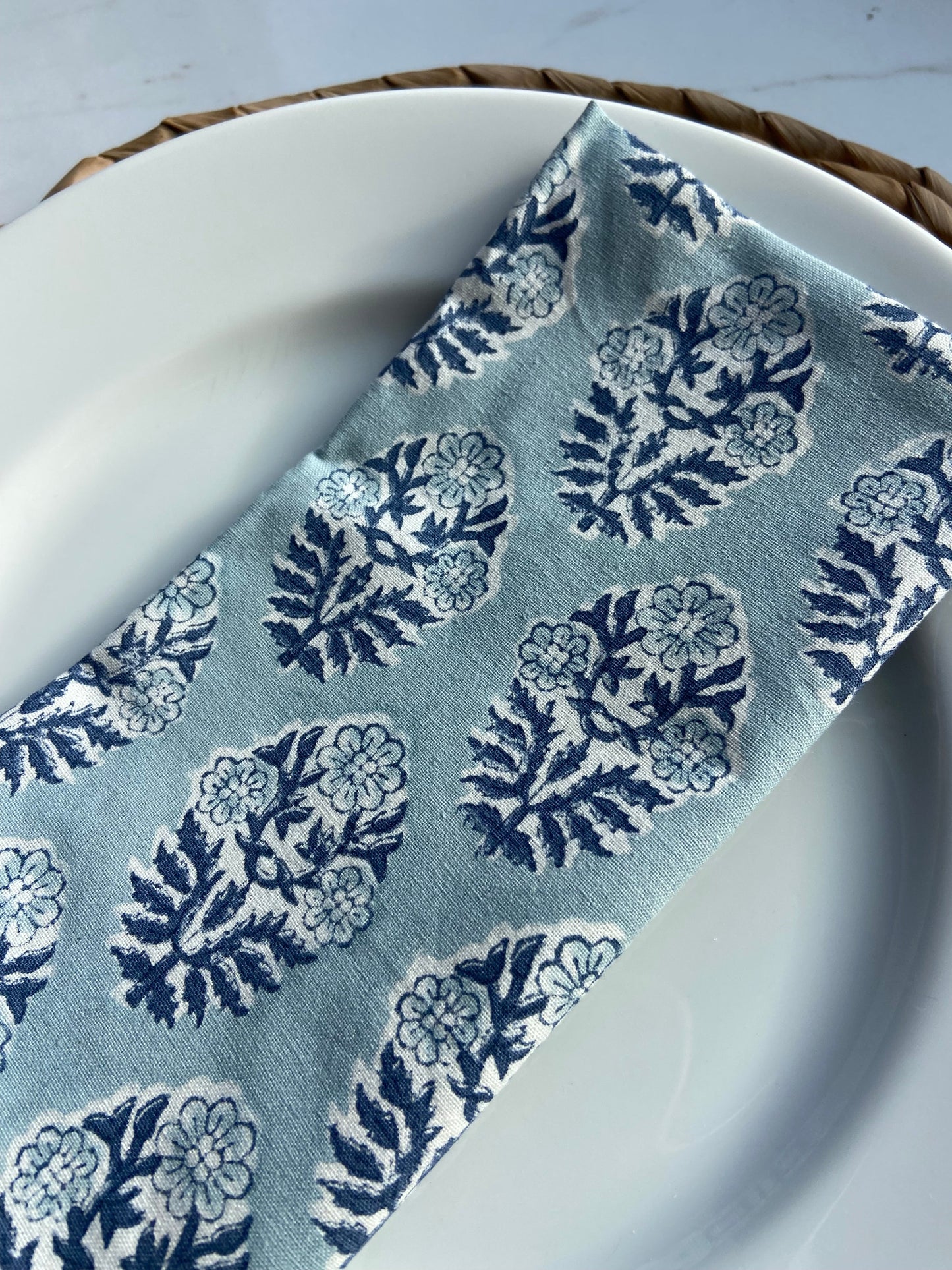 Hand Block Printed Cotton Napkin Boota Starlight Gud