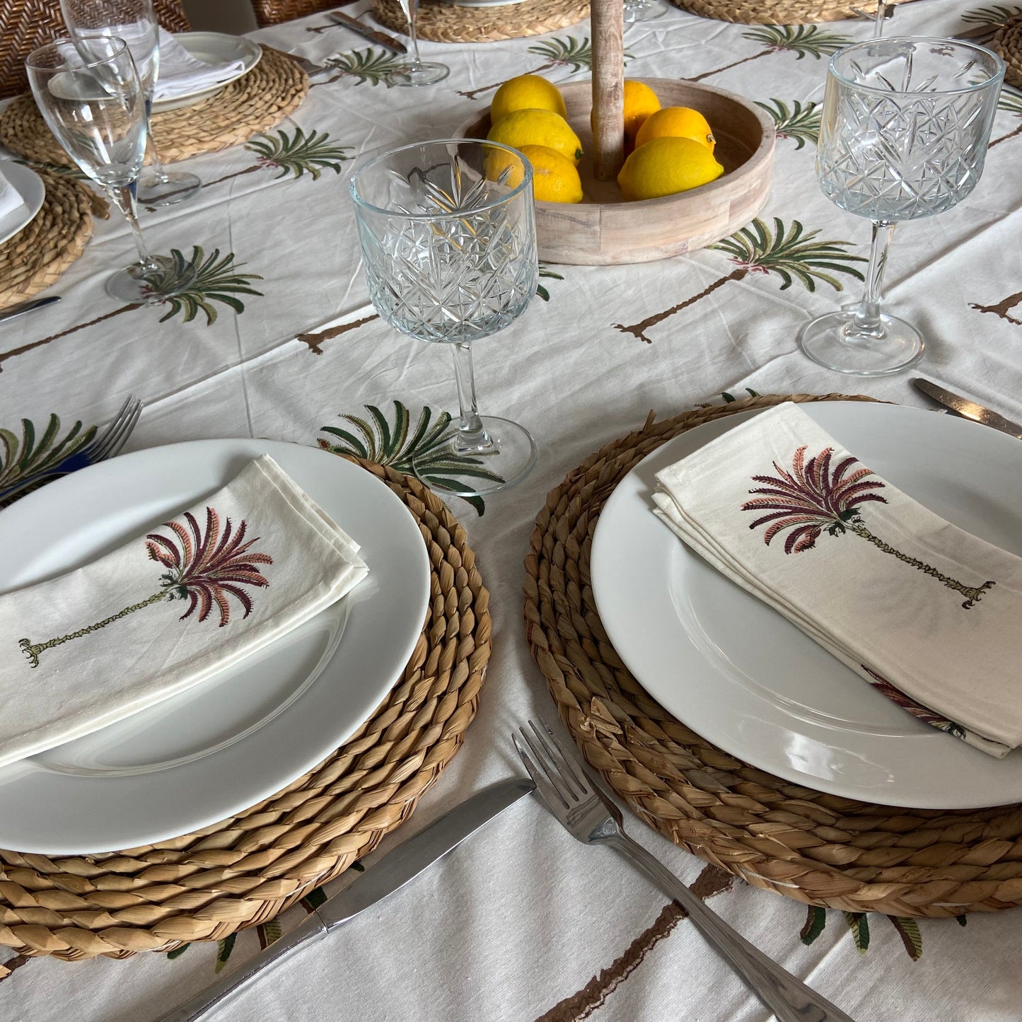 Hand Block Printed Cotton Napkin Palm Tree Red