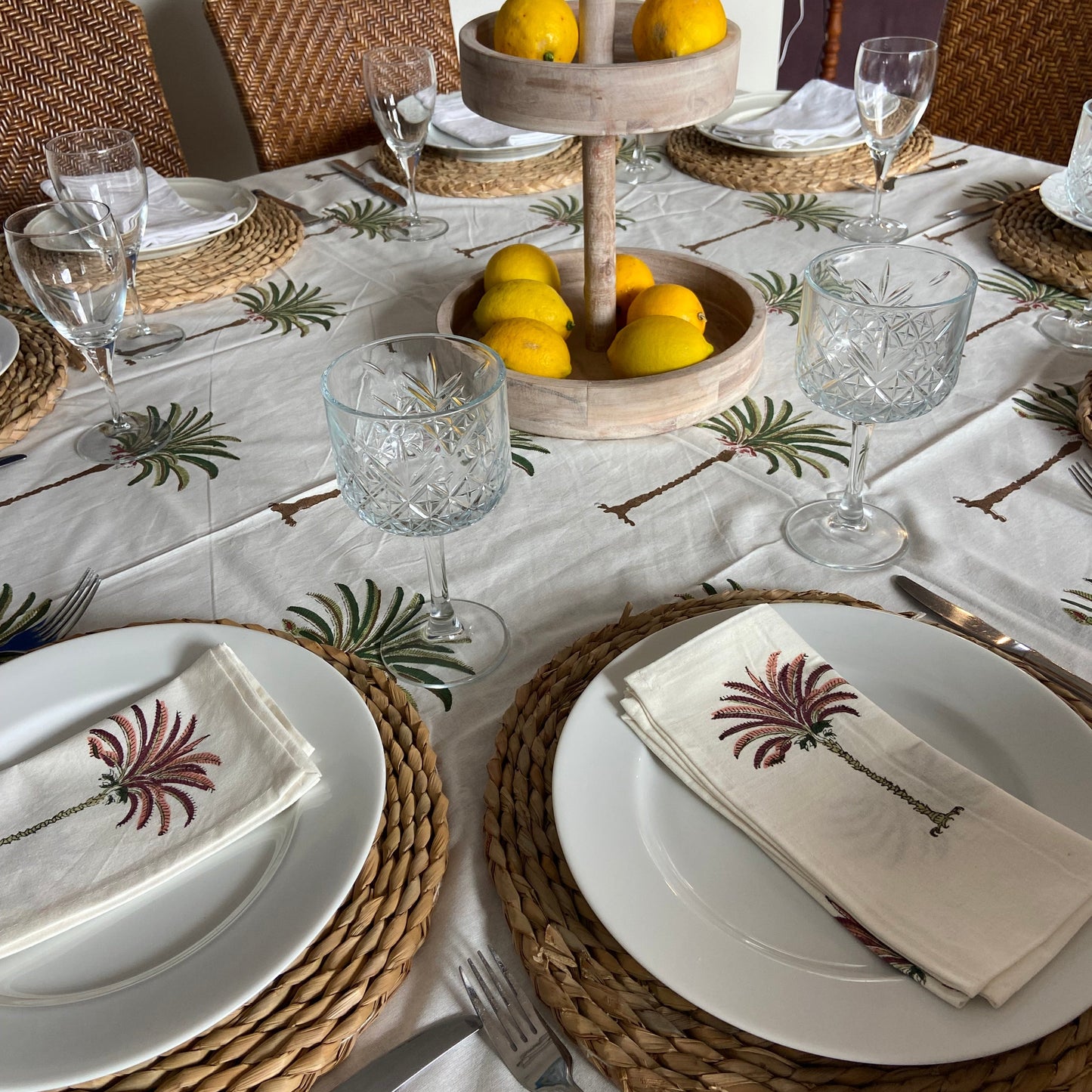 Hand Block Printed Cotton Napkin Palm Tree Red