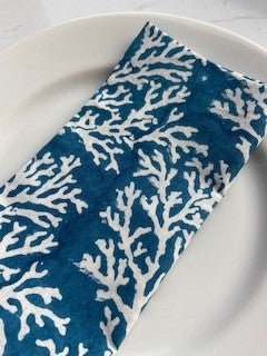 Hand Block Printed Cotton Napkin Coral Limoges