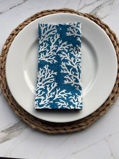 Hand Block Printed Cotton Napkin Coral Limoges