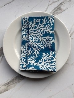 Hand Block Printed Cotton Napkin Coral Limoges
