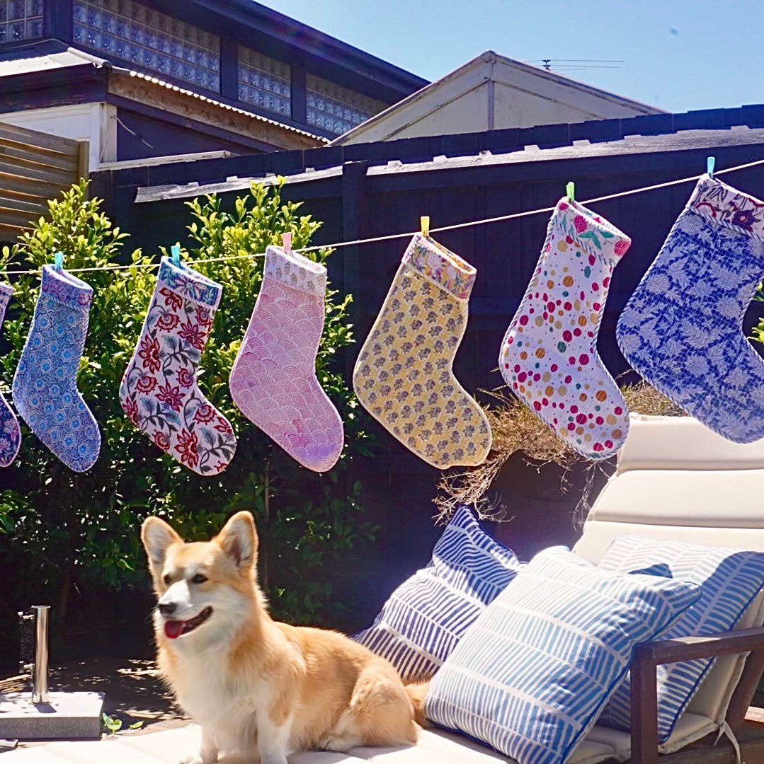 Block Printed Handmade Christmas Stockings- Now in stock