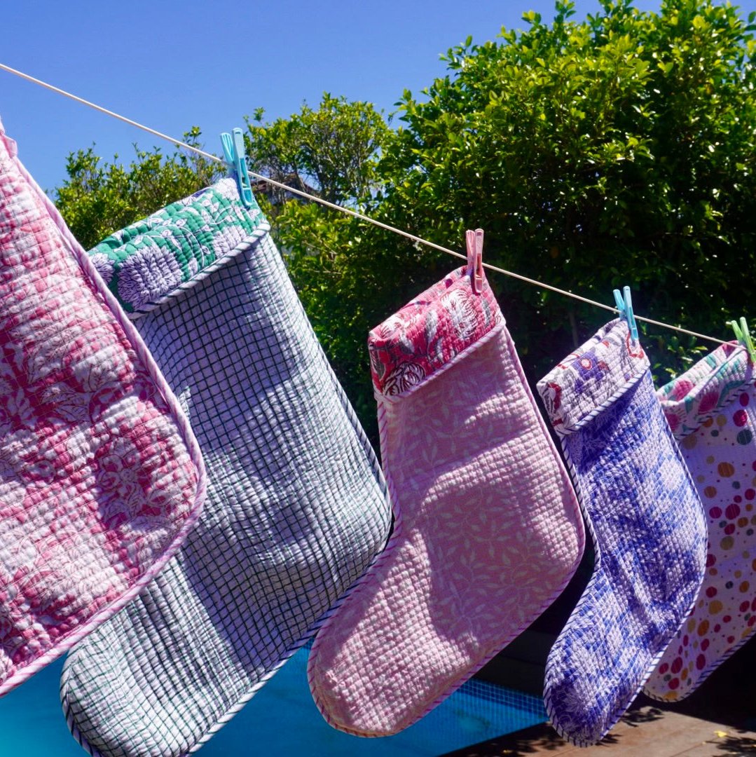 Block Printed Handmade Christmas Stockings- Now in stock