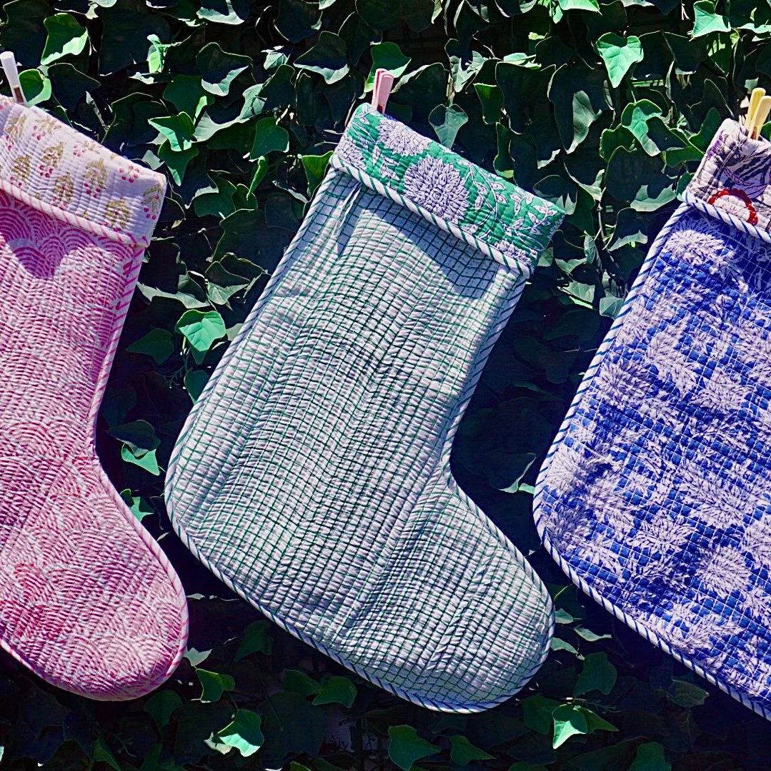 Block Printed Handmade Christmas Stockings- Now in stock