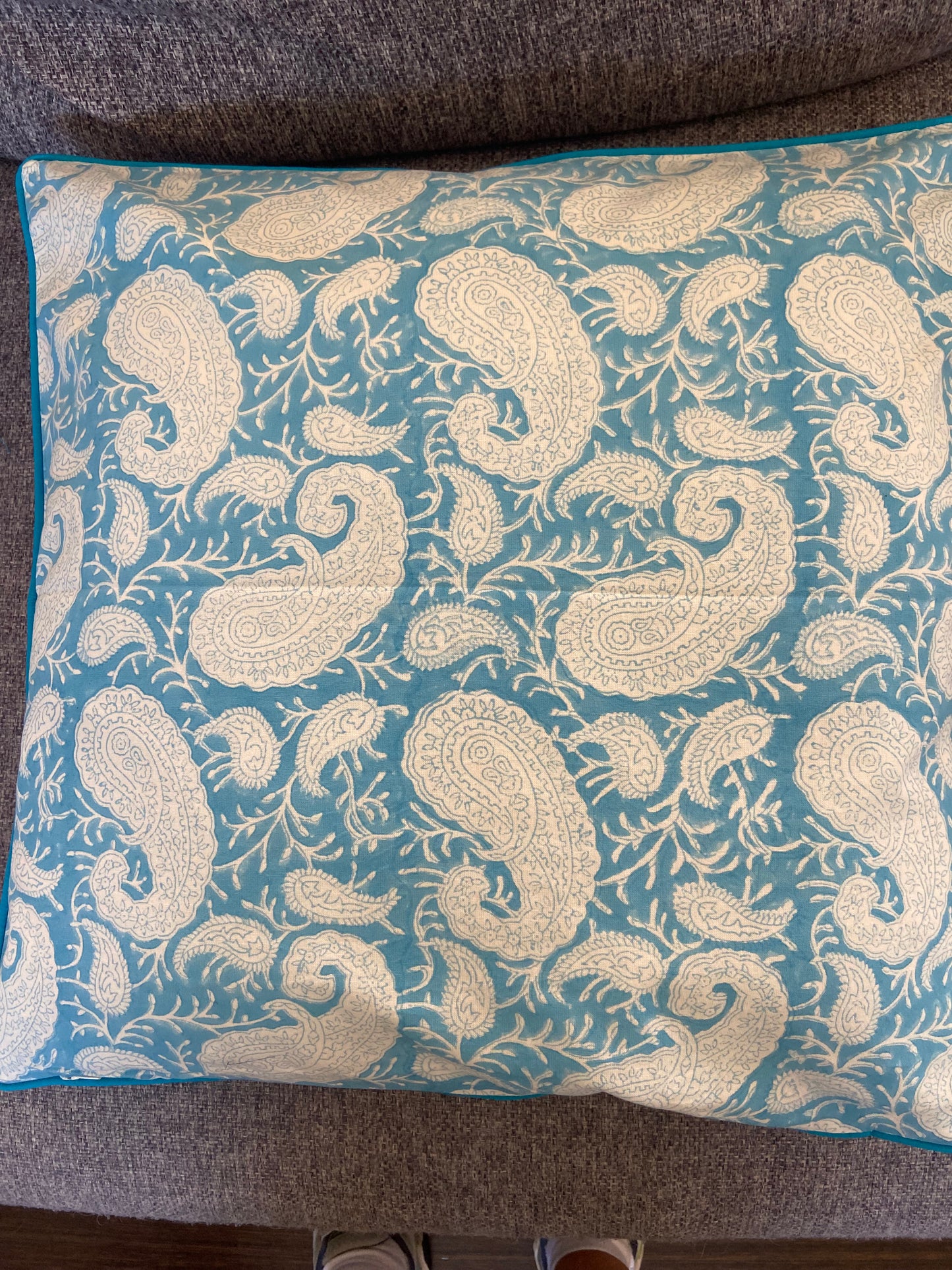 Palace Blue Paisley Piping Cushions Covers (50X 50cm)