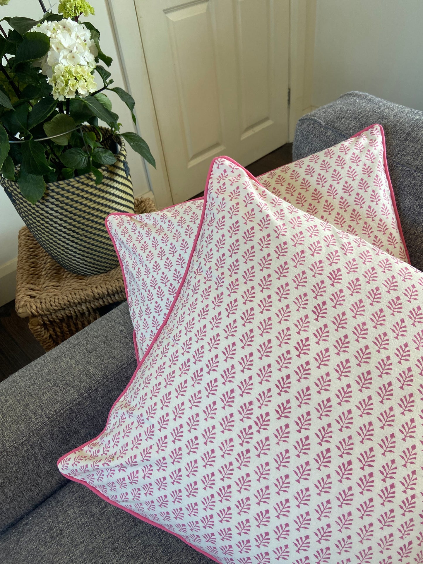 Mini Tree Pink Piping Cushions Covers (50X 50cm)