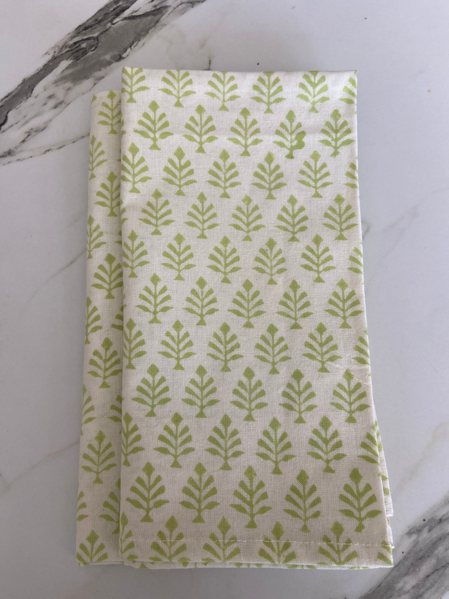 Block Printed Cotton Napkin Mini Tree Green