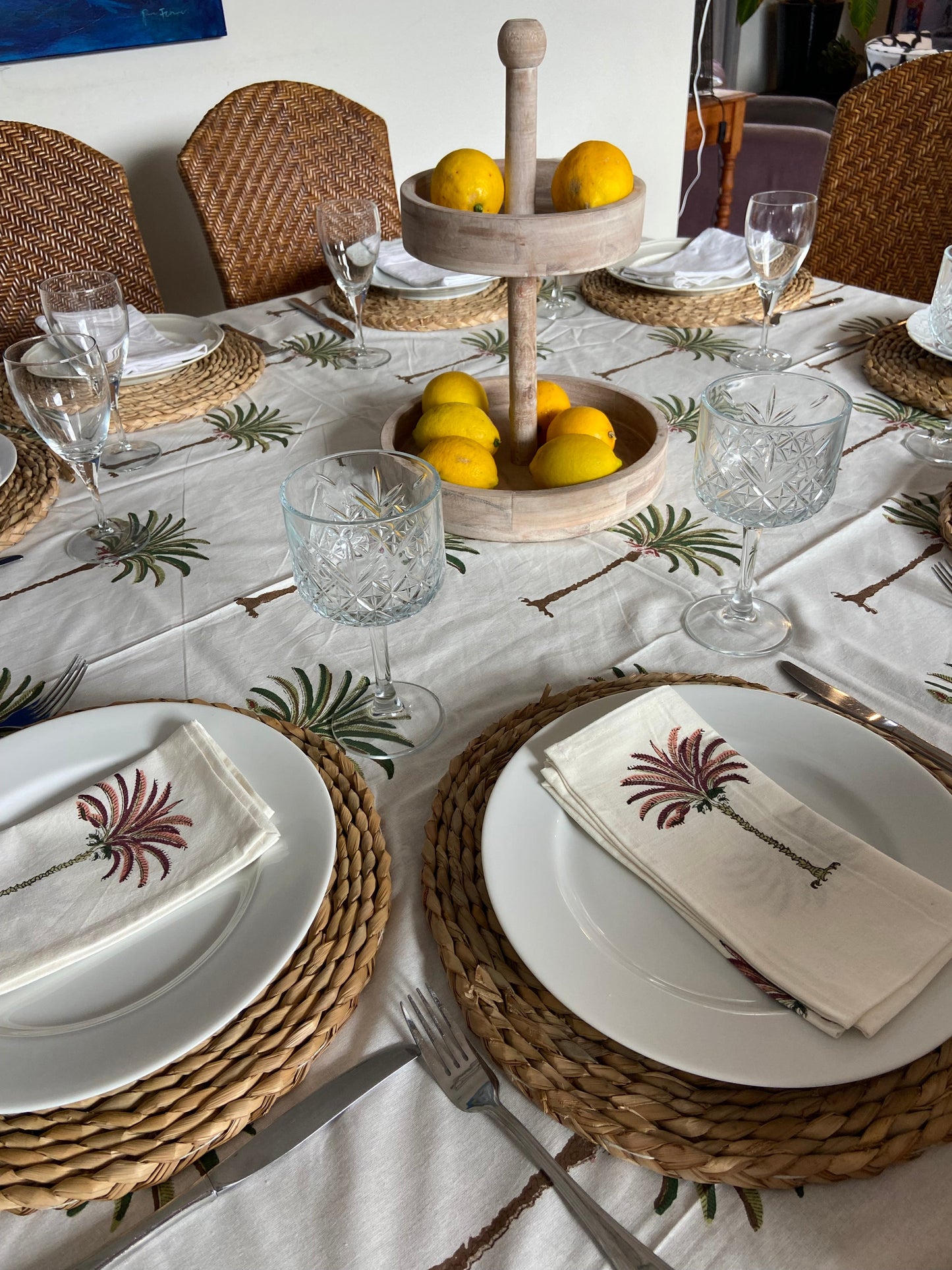 Hand Block Printed Cotton Napkin Palm Tree Red